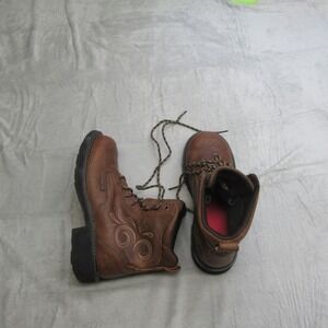Justin Work Boots Women 9B Brown Leather Steel Toe Katerina Work‎ Lace Up Rugged